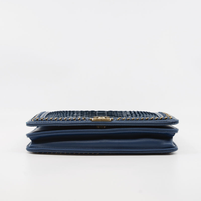 Leboy Blue Wallet On Chain In Python Leather GHW Seri 24 - L'UXE LINK