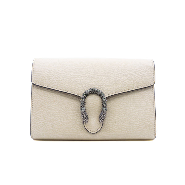 Dionysus Mini White Leather Chain Bag Ruthenium Hardware