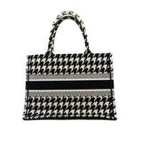 thumbnail Medium Book Tote Houndstooth Embroidery Black/White 2021 - L'UXE LINK