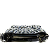 thumbnail Medium Gabrielle Chevron In Navy Plastic And Tweed Hobo Bag Multi Hardware Seri 25 - L'UXE LINK