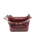 thumbnail Small Gabrielle In Red Aged Smooth Calfskin Quilted With Logo Handle Strap Limited Hobo Bag GHW Seri 30