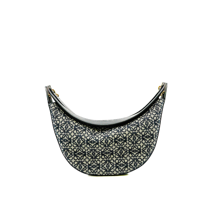 Small Luna Anagram In Black/Navy Shoulder Bag GHW - L'UXE LINK