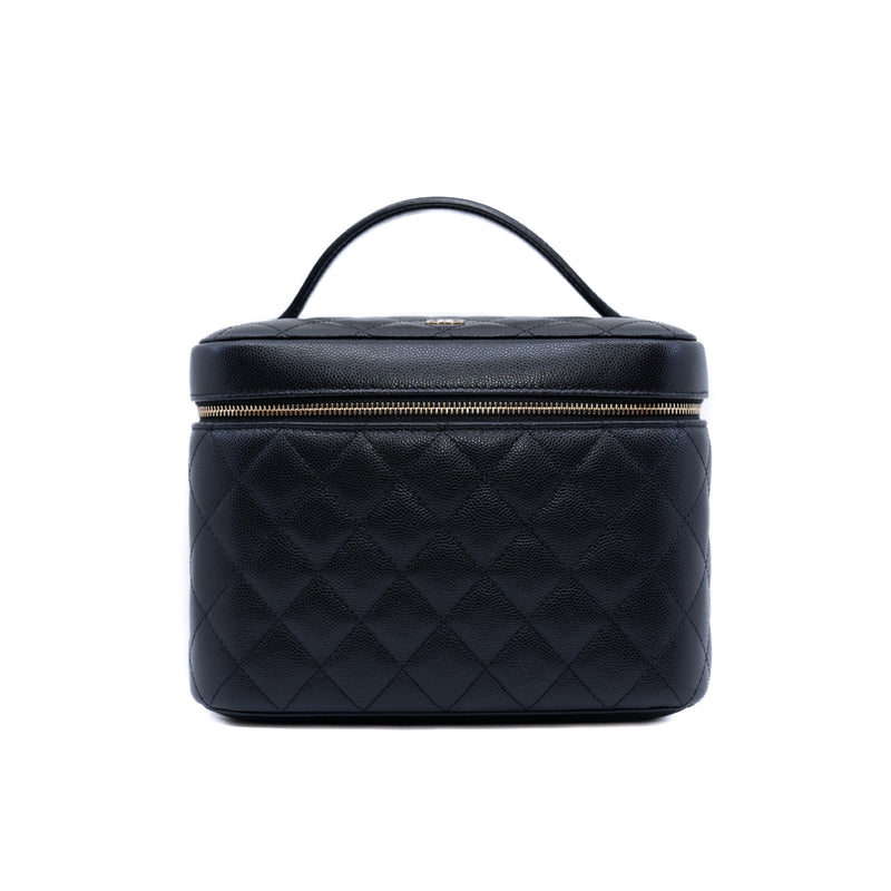 Vanity Case In Black Caviar Leather Quilted Handbag GHW Seri 28