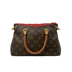 Pallas BB In Brown Monogram Canvas Red Leather Handbag GHW With Strap - L'UXE LINK