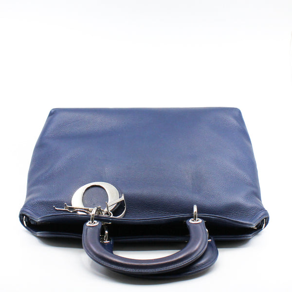 Medium Granville In Blue Calfskin Leather Handbag PHW With Strap - L'UXE LINK