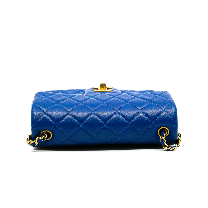 Mini Rectangular In Blue Lambskin Quilted Pearl Crush Flap Bag GHW Seri 30 - L'UXE LINK