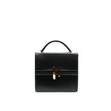 thumbnail Cinhetic Box Bag Black Top Handle In Tadelakt Leather Multi Hardware C Stamp - L'UXE LINK