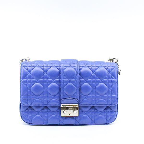 Medium Miss Dior In Purple Blue Lambskin Flap Bag PHW - L'UXE LINK