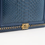 thumbnail Leboy Blue Wallet On Chain In Python Leather GHW Seri 24 - L'UXE LINK