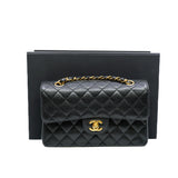 thumbnail Small Classic Black Caviar Leather Double Flap Bag GHW - L'UXE LINK