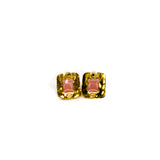 thumbnail Pink Square Gold CC Logo Earrings - L'UXE LINK