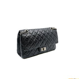 thumbnail 2.55 Reissue Black Aged Calfskin 225 Double Flap Bag Ruthenium Hardware Seri 13 - L'UXE LINK