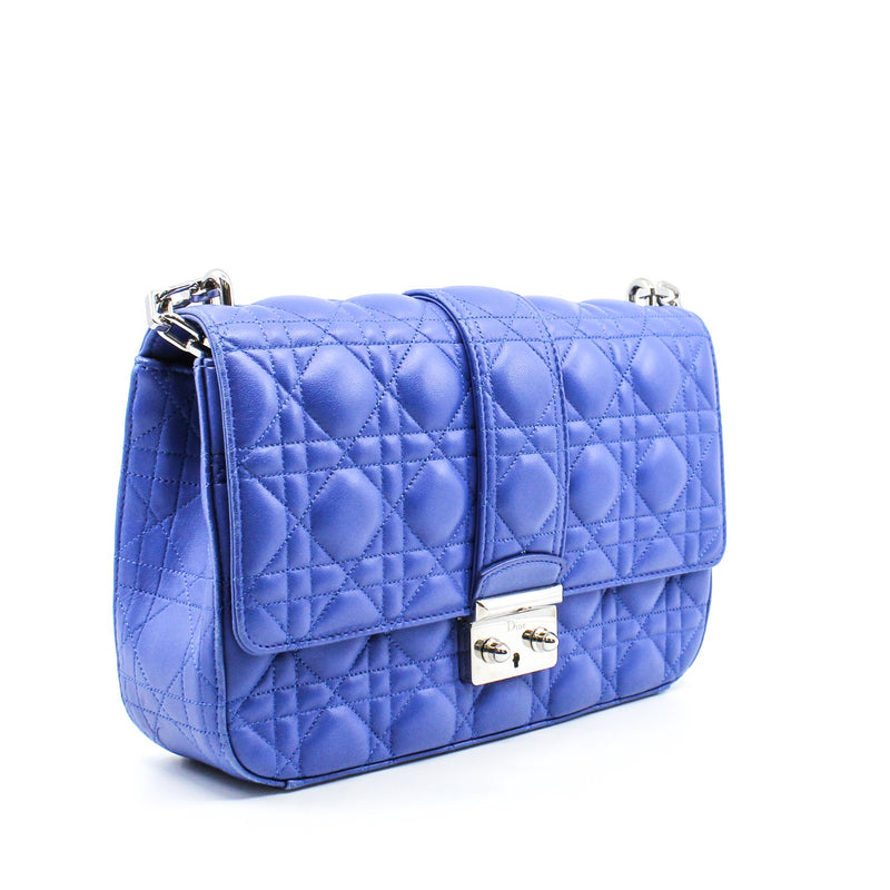 Medium Miss Dior In Purple Blue Lambskin Flap Bag PHW - L'UXE LINK