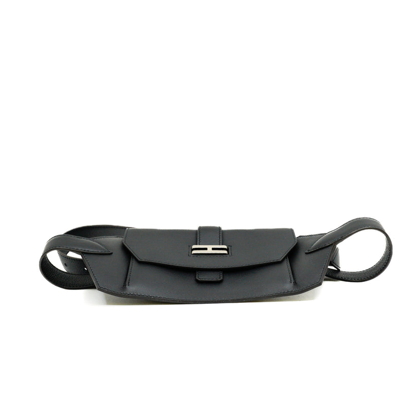 Elan Pocket 24 Black Belt In Swift Leather SHW B Stamp - L'UXE LINK