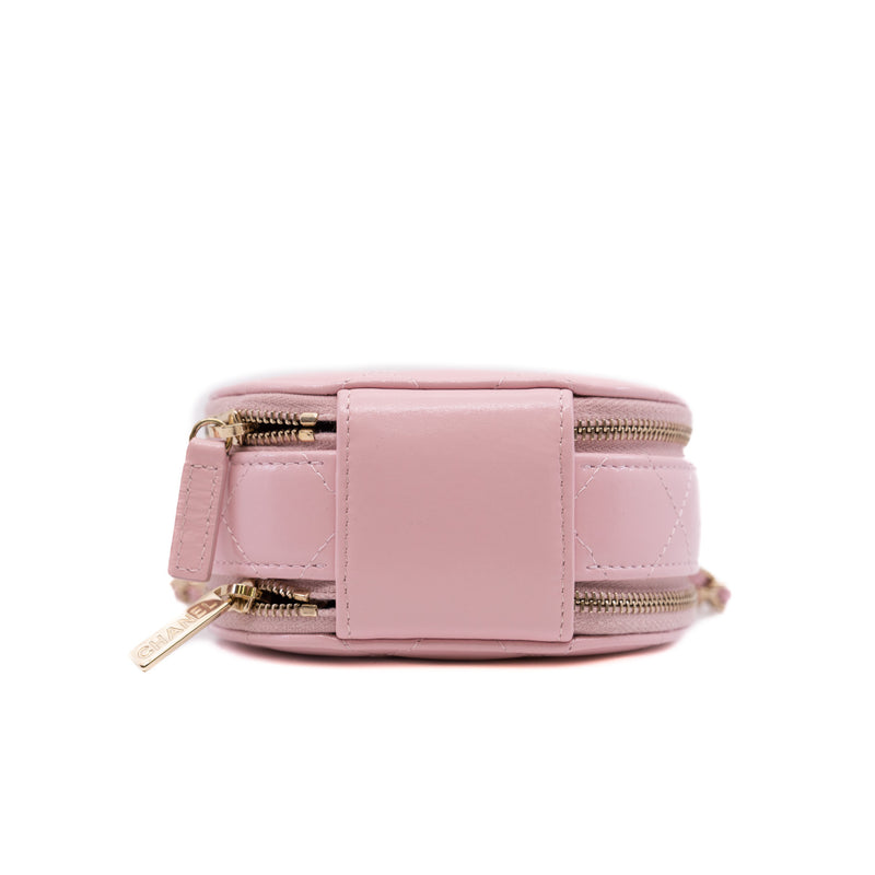 Mini CC Round Wax Pink Leather Handle Vanity Bag Seri N43N - L'UXE LINK