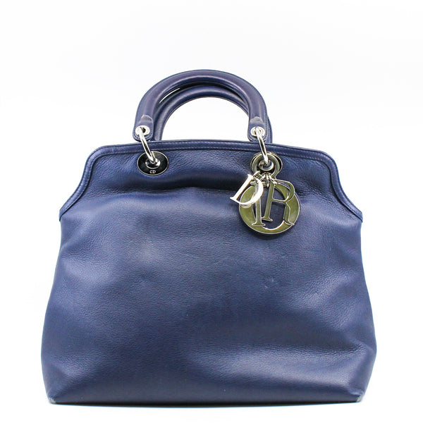 Medium Granville In Blue Calfskin Leather Handbag PHW With Strap - L'UXE LINK