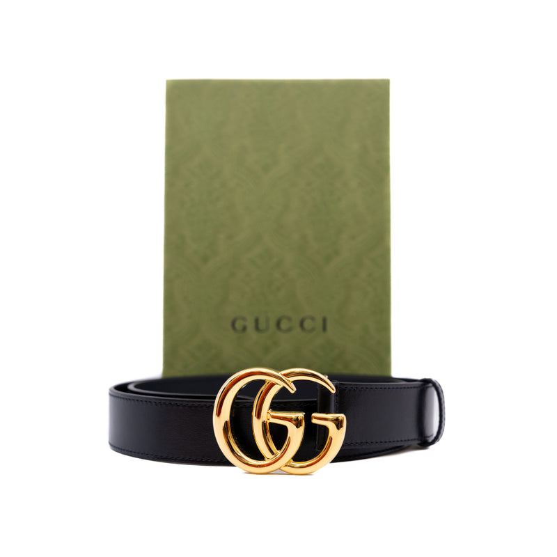 Gucci marmont leather belt with shiny buckle sale