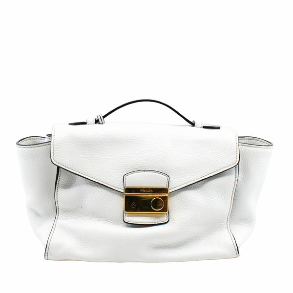 Sound Lock  strap bag leather white  ghw - L'UXE LINK