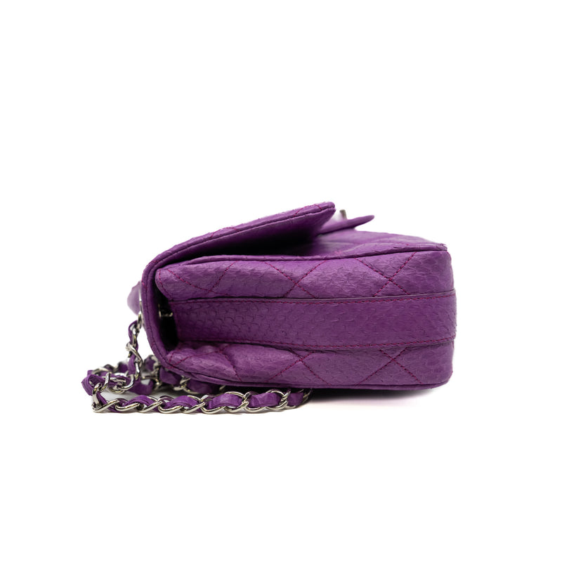 Top Handle Classic Flap In Purple Snake Leather PHW