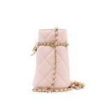 thumbnail Micro CC Drawstring Bucket Bag In Light Pink Calfskin GHW Seri 32 - L'UXE LINK