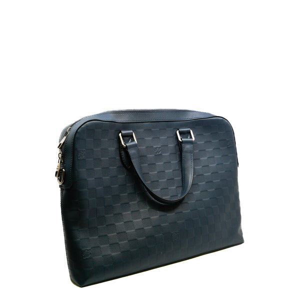 Porte-Documents Jour In Navy Damier Infini Leather Bag PHW With Strap - L'UXE LINK