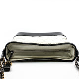 thumbnail Medium Gabrielle Quilted Aged Calfskin In White/Black Hobo Handbag Seri 25 - L'UXE LINK