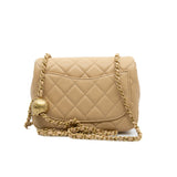 thumbnail Mini Square Cf With Pearl Crush In Lambskin Beige Seri K89CXXXX