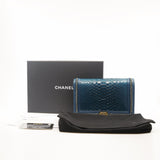 thumbnail Leboy Blue Wallet On Chain In Python Leather GHW Seri 24 - L'UXE LINK