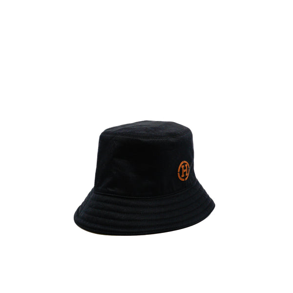 Fred H Circle Bucket Hat In Cotton Black Size 57 - L'UXE LINK