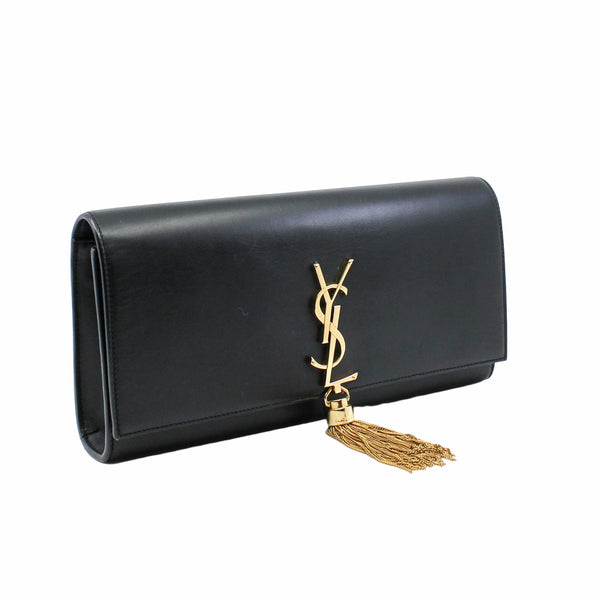 clutch leather black  ghw - L'UXE LINK