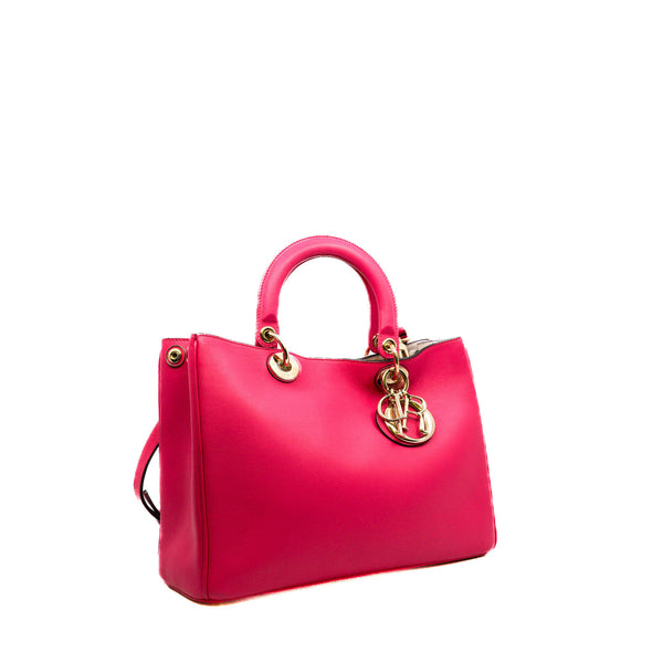 Medium Diorissimo In Pink Calfskin Leather Shopper Handbag GHW - L'UXE LINK