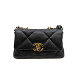 thumbnail 19 Black Quilted Shiny Lambskin Leather Handbag Multi Hardware Seri 31 - L'UXE LINK