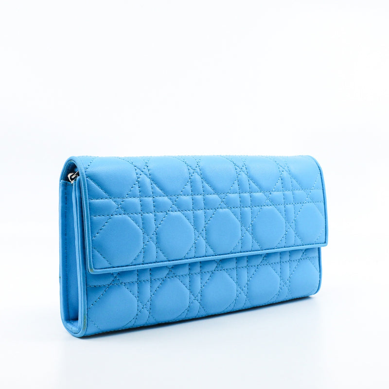 Blue Cannage Wallet on Chain In Lambskin Leather PHW - L'UXE LINK