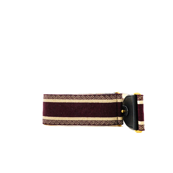 Burgundy Canvas Embroidered Shoulder Strap GHW - L'UXE LINK