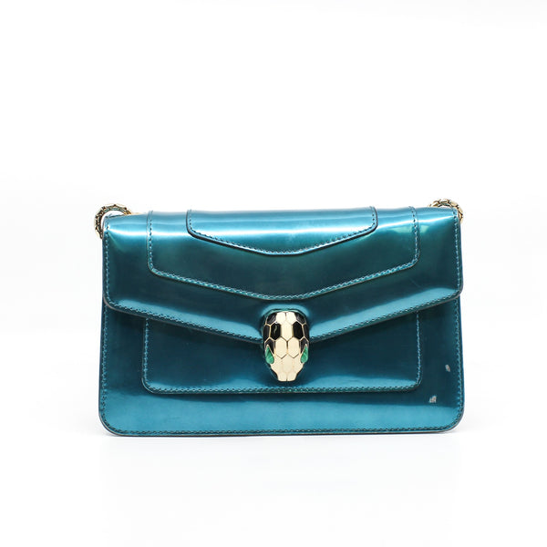 Serpent Forever Blue Patent Leather Crossbody Bag GHW - L'UXE LINK