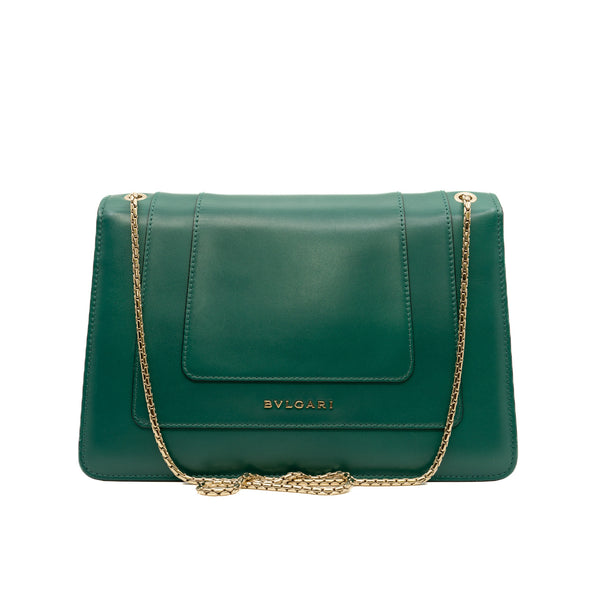 Medium Serpenti Forever In Green Calf Leather Shoulder Bag GHW - L'UXE LINK