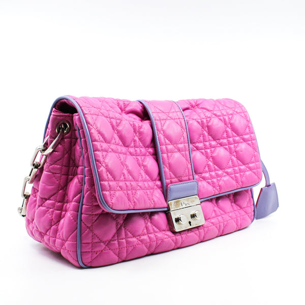 Miss Promenade Cannage Pink Lambskin Flap Bag PHW - L'UXE LINK