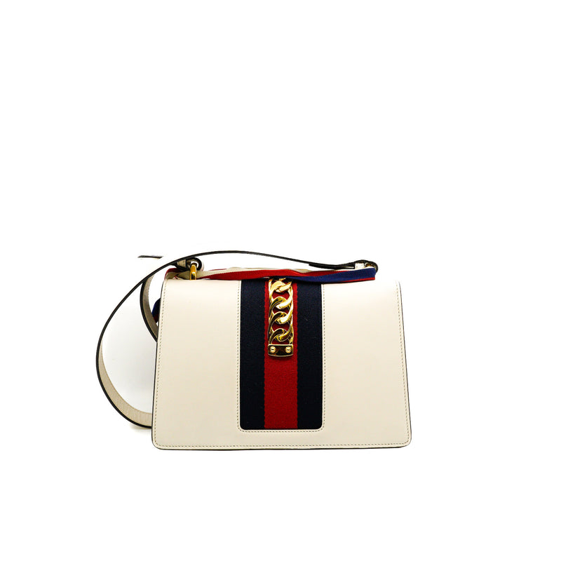 Small White Calfskin Sylvie Shoulder Bag GHW - L'UXE LINK