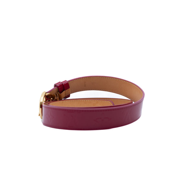 Monogram Vernis Leather Belt In Rosepink GHW Size 90 - L'UXE LINK