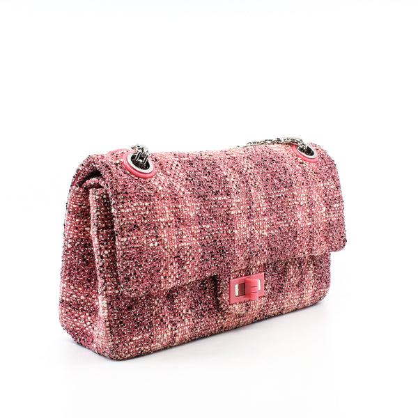 Tweed Quilted Resin Pink 2.55 Reissue 225 Double Flap Bag PHW Seri 27