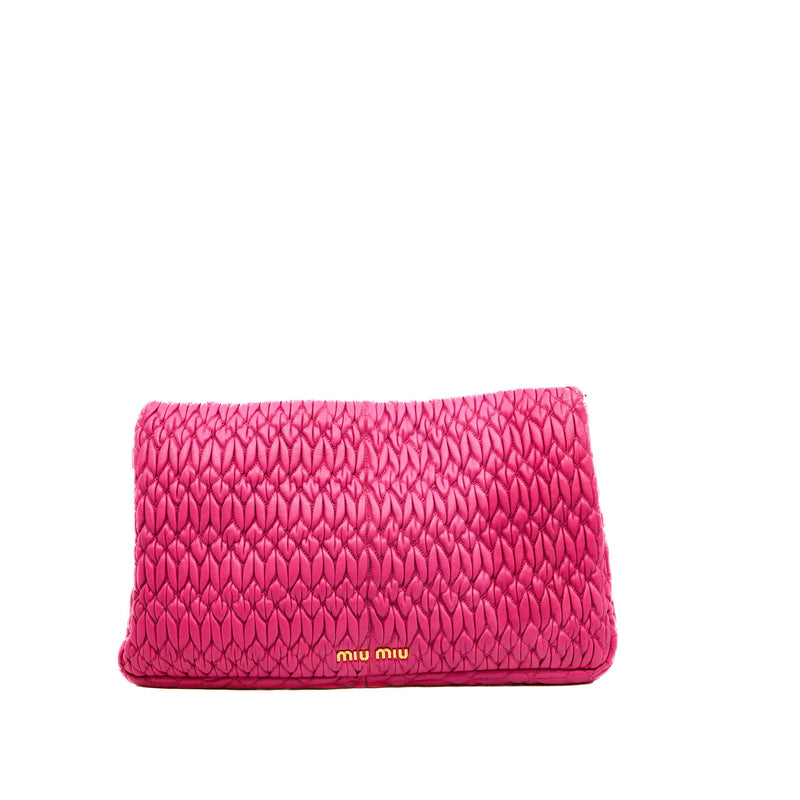 Pink Nappa Iconic Crystal Cloque Flap Shoulder Bag GHW With Strap - L'UXE LINK