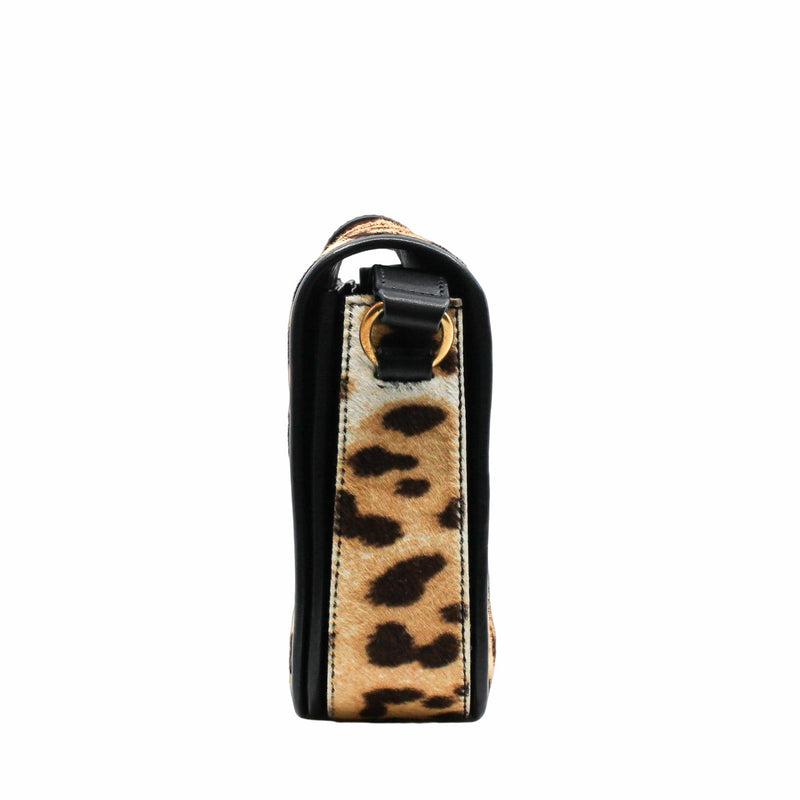 ysl flap bag leopard point  fur with strap