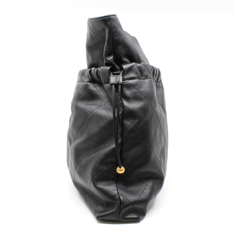 CC Logo Black Calfskin Leather Bucket Bag GHW - L'UXE LINK