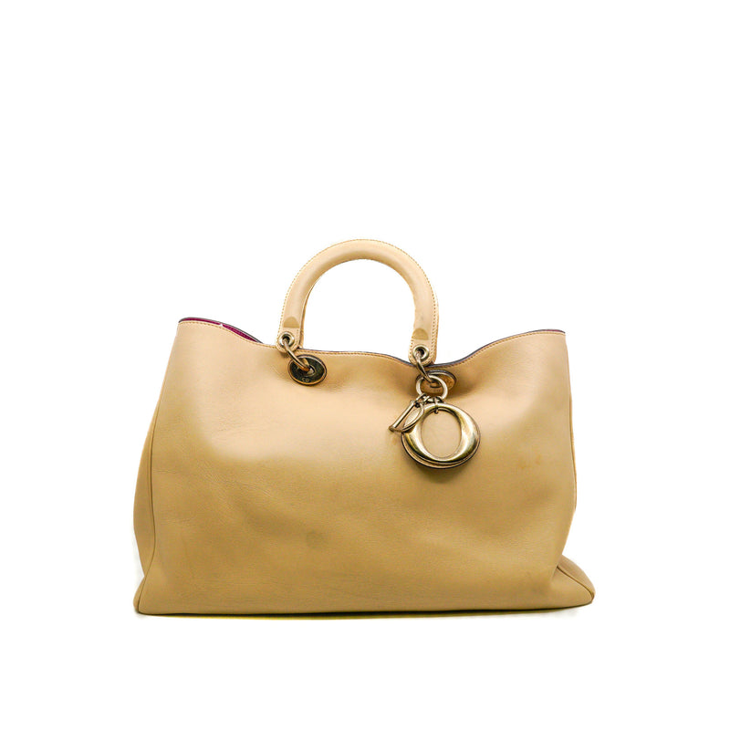 Diorissimo In Beige/Pink Calfskin Handbag PHW With Strap/Pouch - L'UXE LINK