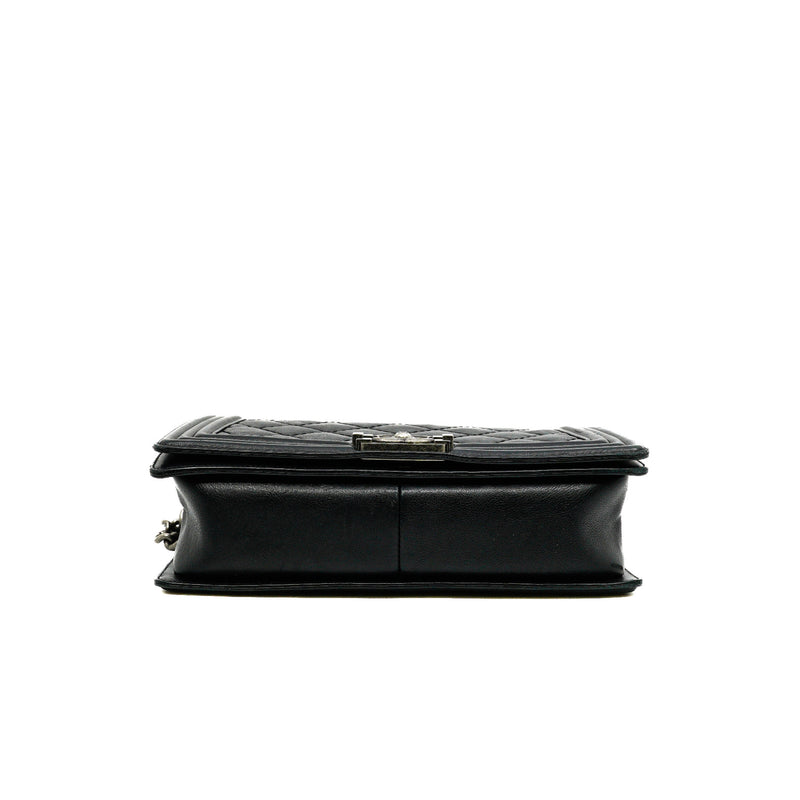 New Medium Leboy In Black Aged Calfskin Leather Ruthenium Hardware Seri 18 - L'UXE LINK