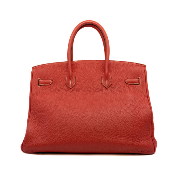 Birkin 35 In Orange Red Togo GHW O Stamp - L'UXE LINK