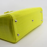 thumbnail Large Lady Dior Green Yellow Crocodile Leather Handbag PHW With Strap - L'UXE LINK