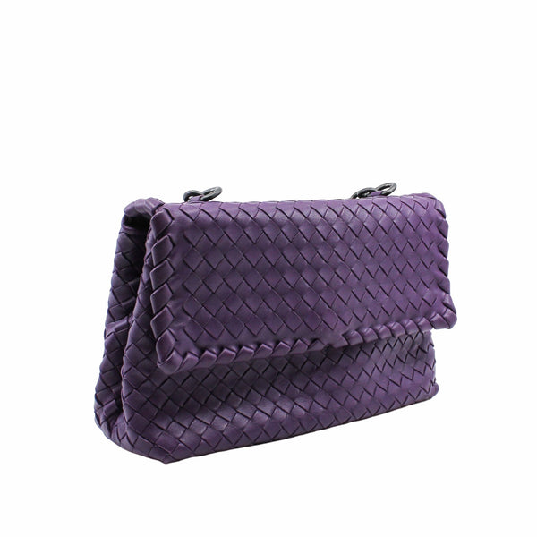 shoulder flap bag leather purple - L'UXE LINK