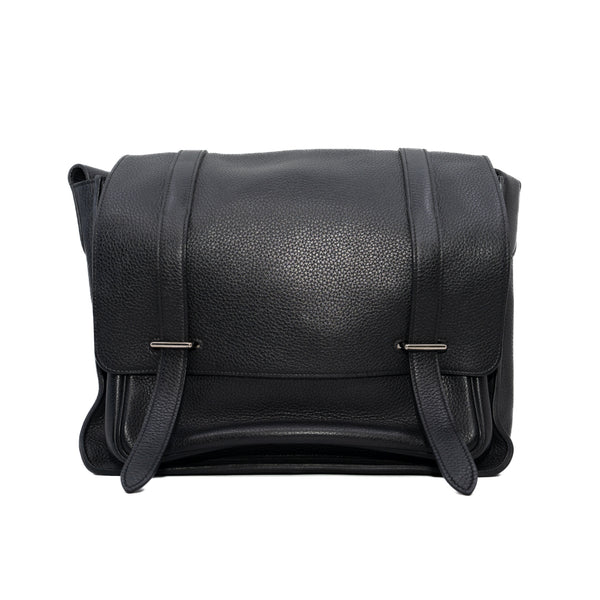 Steve Caporal Taurillon Clemence Messenger Bag Black PHW P Stamp - L'UXE LINK