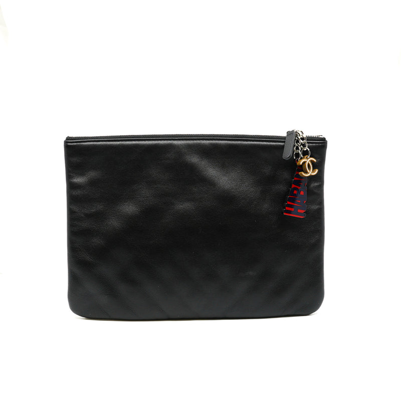 Medium Black Lambskin Leather Cuba Car Cosmetic Case PHW Seri 23 - L'UXE LINK